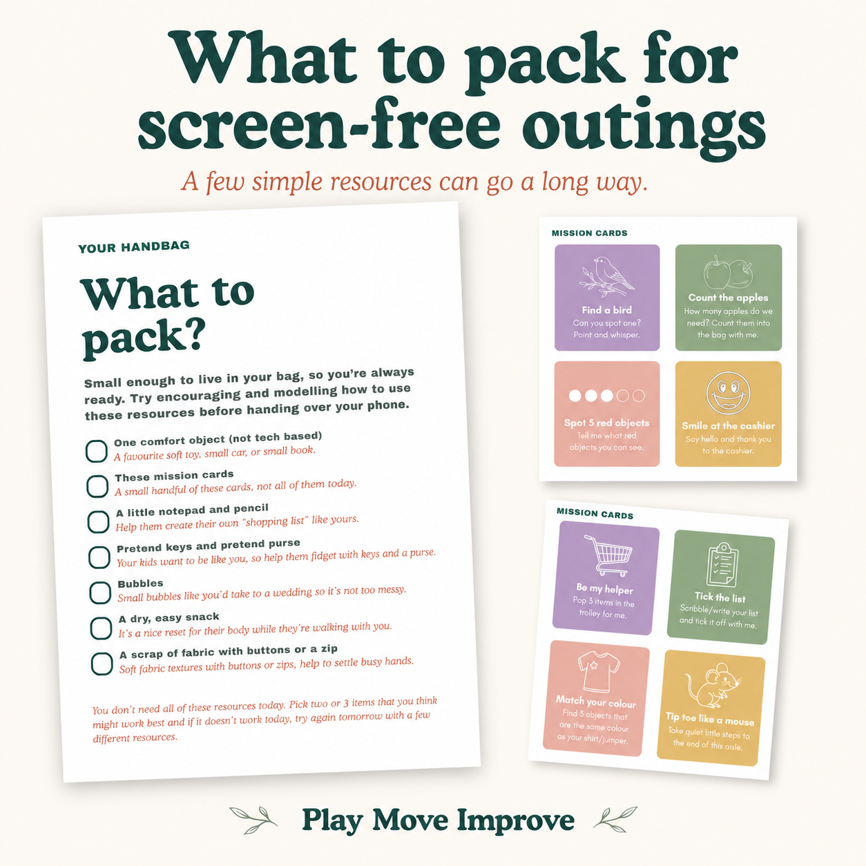 Screen-Free Outings with Kids Printable Mission Cards