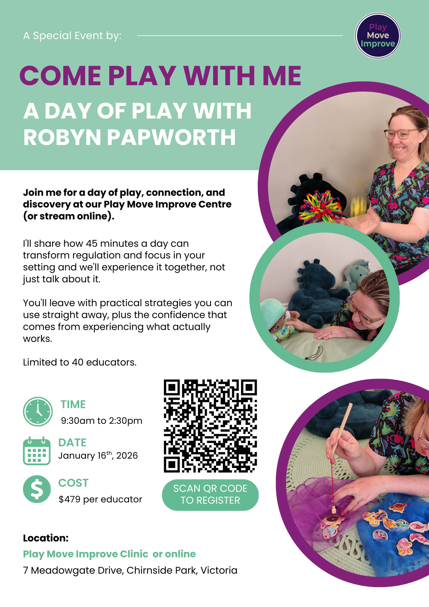 Feeling the afternoon slump? Come play with Robyn Papworth