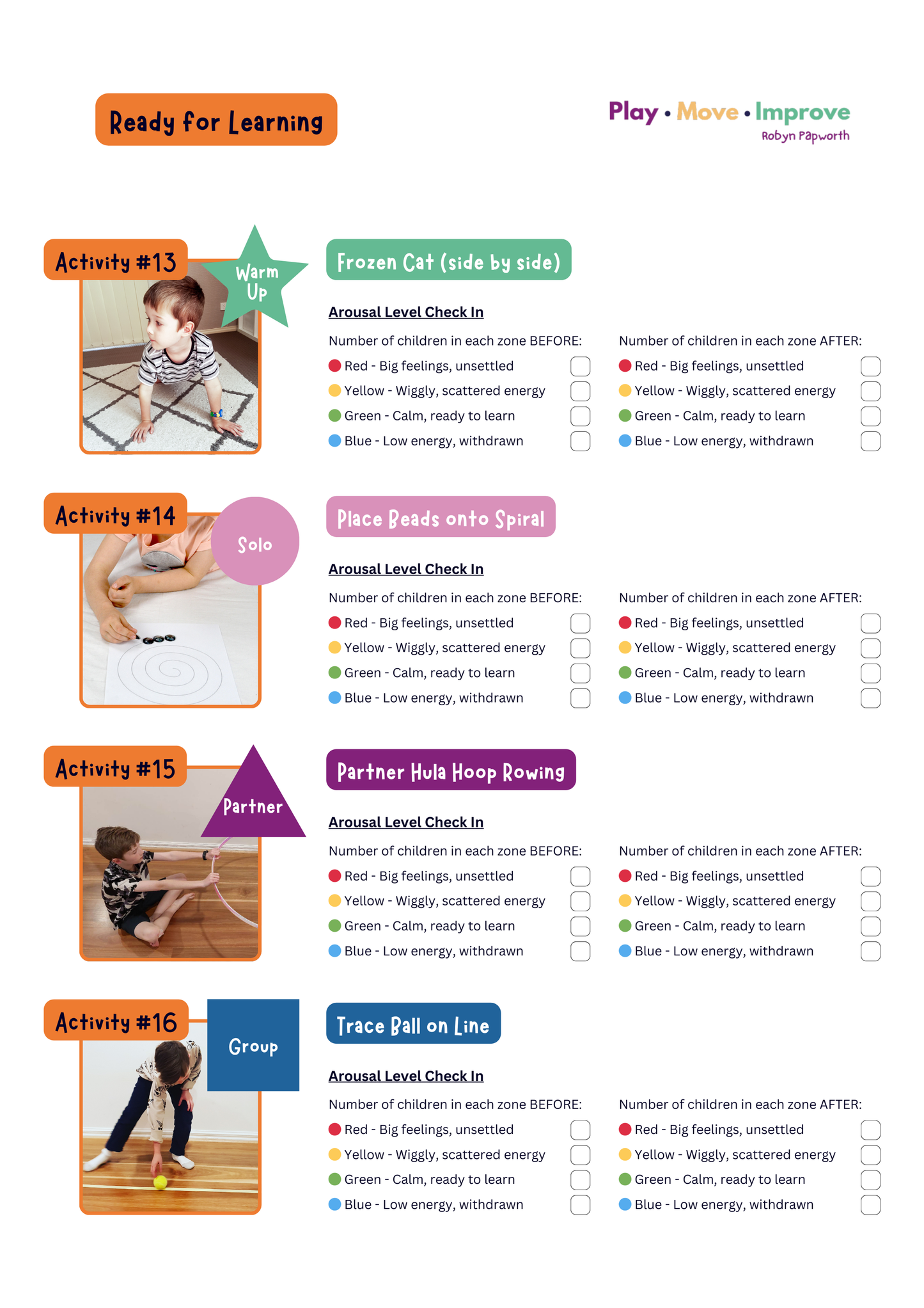 A Movement-Based Regulation Program for Primary Classrooms - Spiral Bound Document