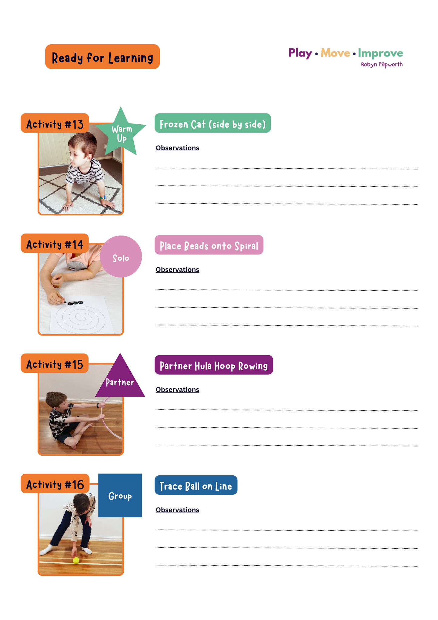 A Movement-Based Regulation Program for Primary Classrooms - Spiral Bound Document