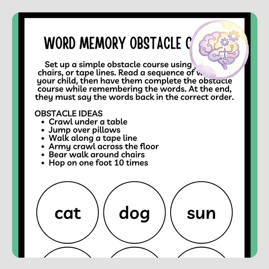 Printable Resource - Word Memory Obstacle Course